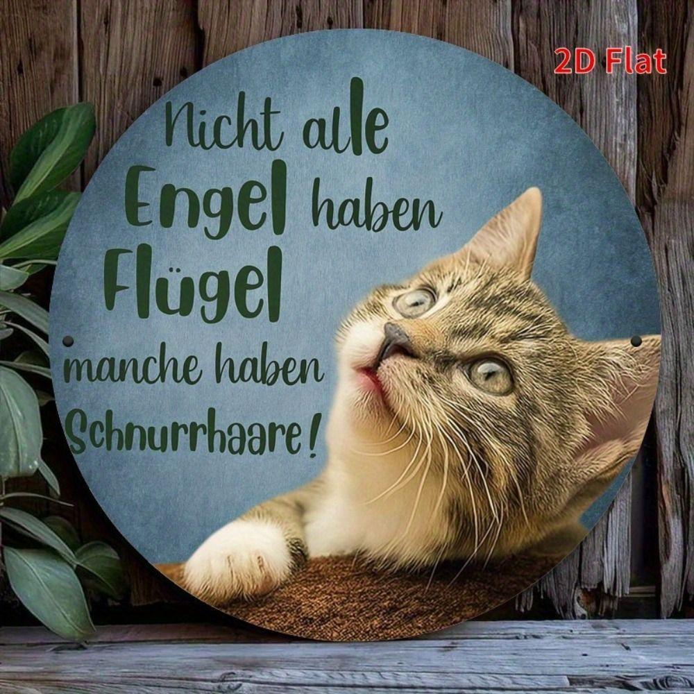 Metal Cat Wall Decor Tin Sign Gift For Friend 15x30cm Vintage Home Art