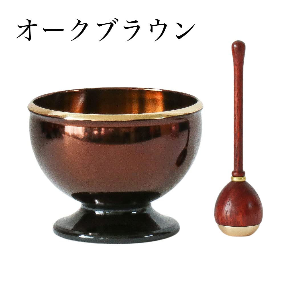 Buddhist altar set inch Buddhist altar set of 6 Ryusei bell Stylish brass bell oak brown [Ryusei 3.0 + 2.3 inch] included,