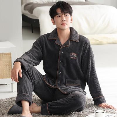 Thickened Plush Warm Clothing Men's Warm Pajamas Set