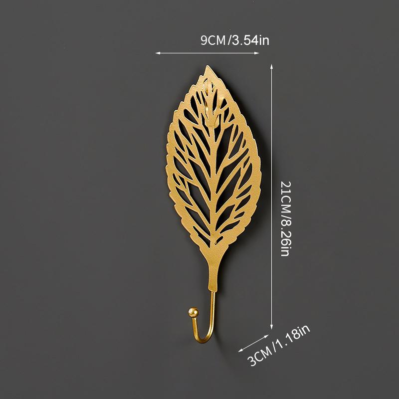 1PC Wall Hook Bag Keys Holder Iron Creative Leave Shape Entrance Single Hook For Clothes Coat Home Decoration