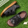 Summer Cowhide Bag Head Men's Casual Hollow Hole Leather Sandals Men's Trendy Leather Driving Soft-soled Non-slip Beach Shoes