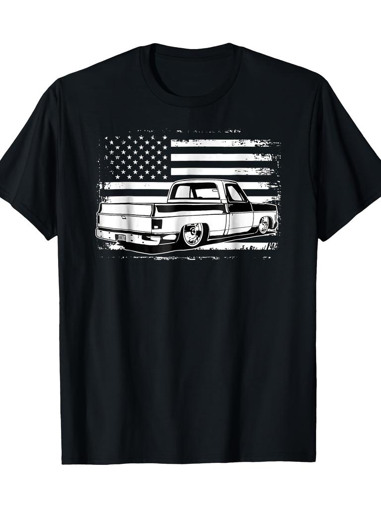 Truck America Slammed Pattern Design100 Cotton Summer Oneck Short Sleeve Casual Printed Mens Tshirt