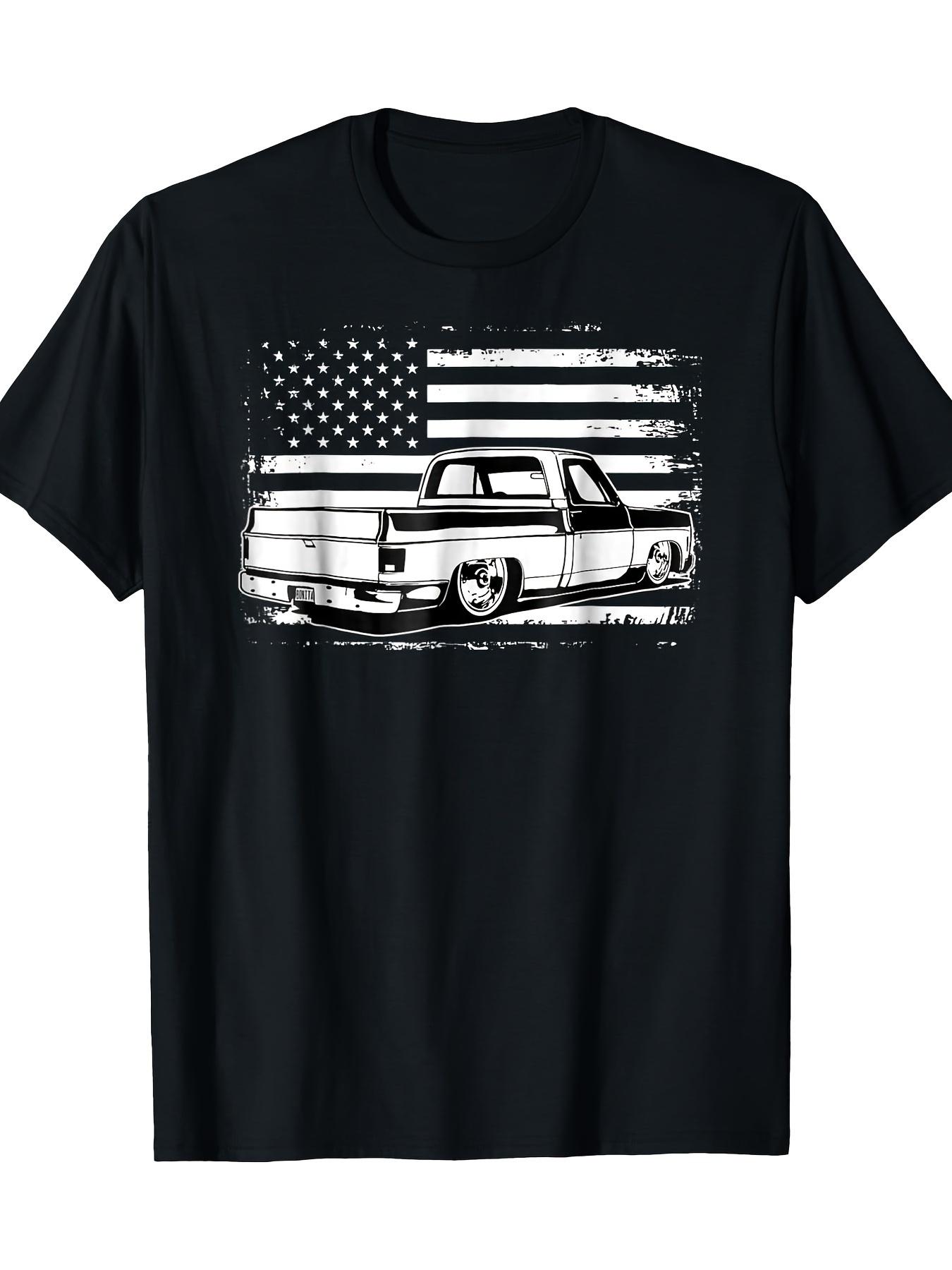 

Truck America Slammed pattern design100 cotton summer Oneck short sleeve casual printed mens Tshirt S