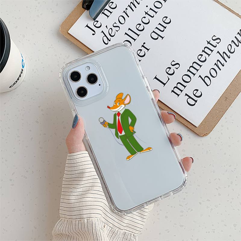 Geronimo Stiton Kreskówkowe Etui na Telefon Dla iPhone 11 12 Mini 13 14 Pro XS Max X 8 7 6s Plus 5 SE XR Przezroczysta Obudowa