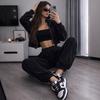 Cross-border European and American Women's Clothing  Amazon Hooded Cardigan Slim-fitting Inner Tube Top Sports Elastic Pants