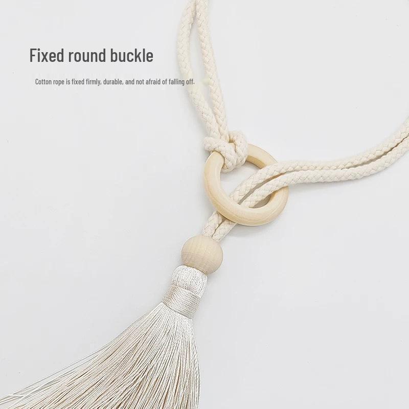 Nordic Wooden Yarn Tassel Curtain Tieback Rope