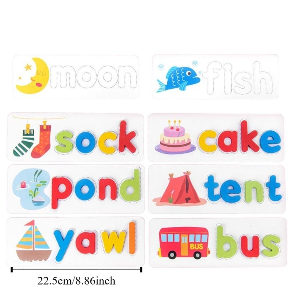 Double-Sided Wooden Word Spelling Game Pattern Cognitive Educational Toys  Children Kids Boys