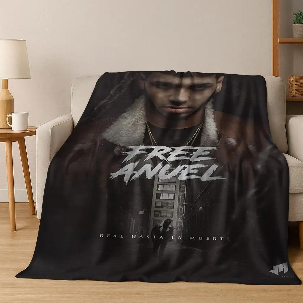 Free Anuel AA Rapper Hip Hop Singer Star Flannel Blanket Soft Warm Throw Blanket for Bedroom Living Room Bed Camping Picnic Gift