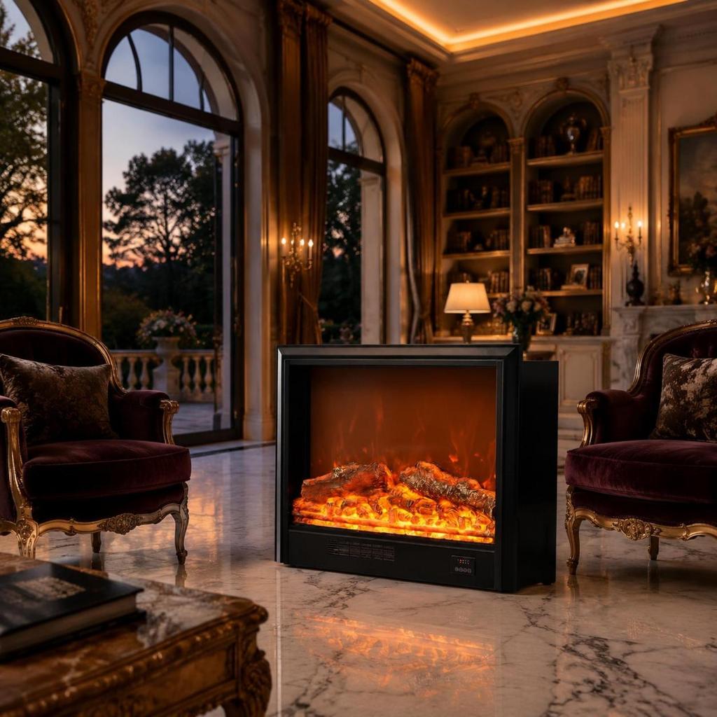Electric Fireplace Quiet Operation Built-in Heater for Cabinet