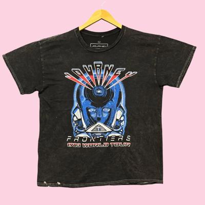 Journey Frontiers 1983 World Tour Rock Band Mineral Wash Tee L