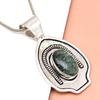Seraphinite Gemstone Mother's Day Ethnic Handmade Silver Jewelry Pendant  2"