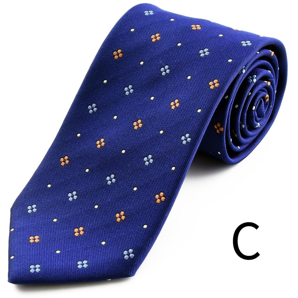 [Michiko London] Brand Necktie, Made in Japan, Silk, Small Pattern, Jacquard Weave, Business, Regular Size (Pattern C: Blue)