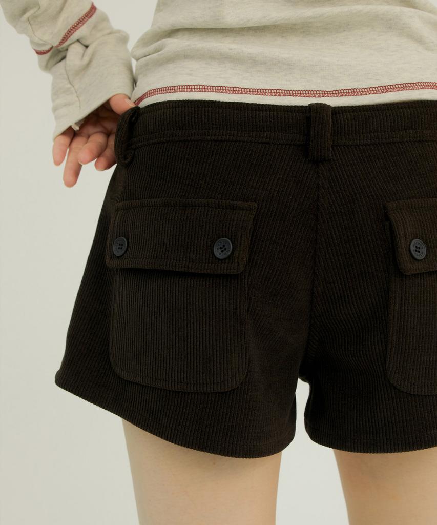 Mileko Low Corduroy Shorts Brown