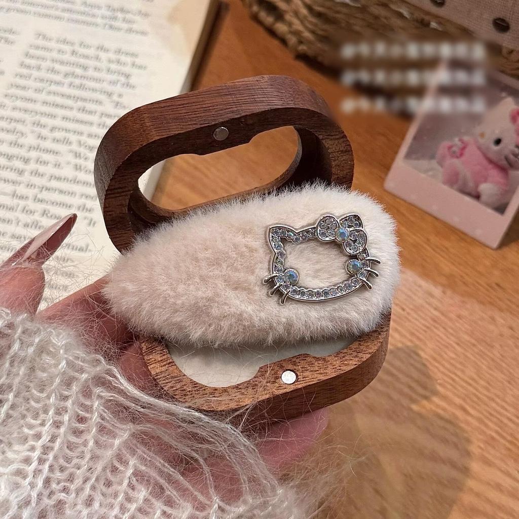 Autumn Winter Plush Rhinestone Cat Hair Clip - 2025 New Cute Bangs & Flyaways Side Clip