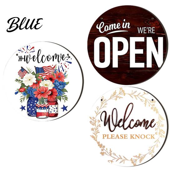 Wooden Door Sign Open Closed Double-Sided Hanging Reversible Pine Wood Sign Business Holiday Double-sided Decor with Rope No Drill