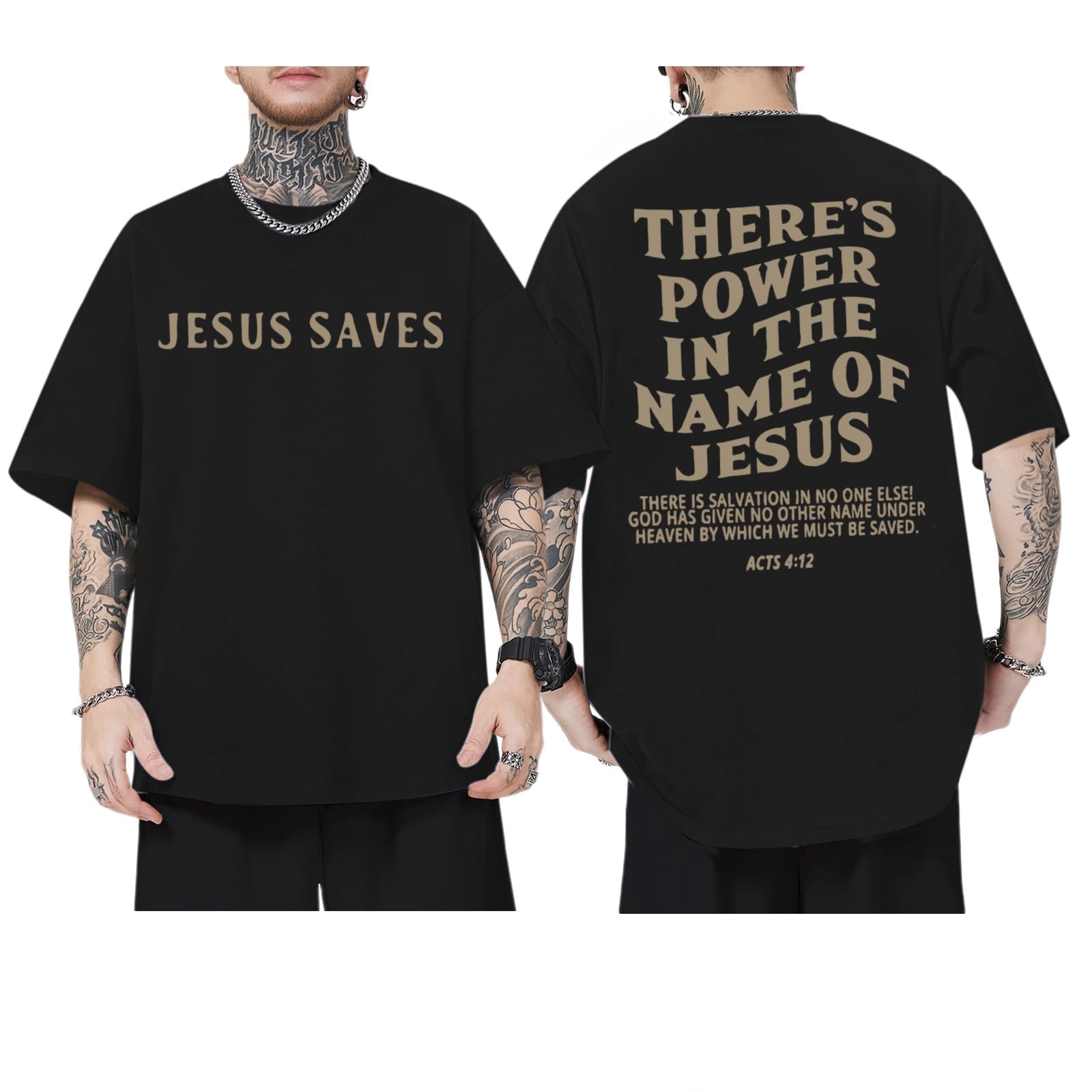 Jesus Saves T-Shirt Summer Men s Christian Faith Graphic Tee Acts 4:12 Print Minimalist Streetwear Short Sleeve Casual Top S разноцветный