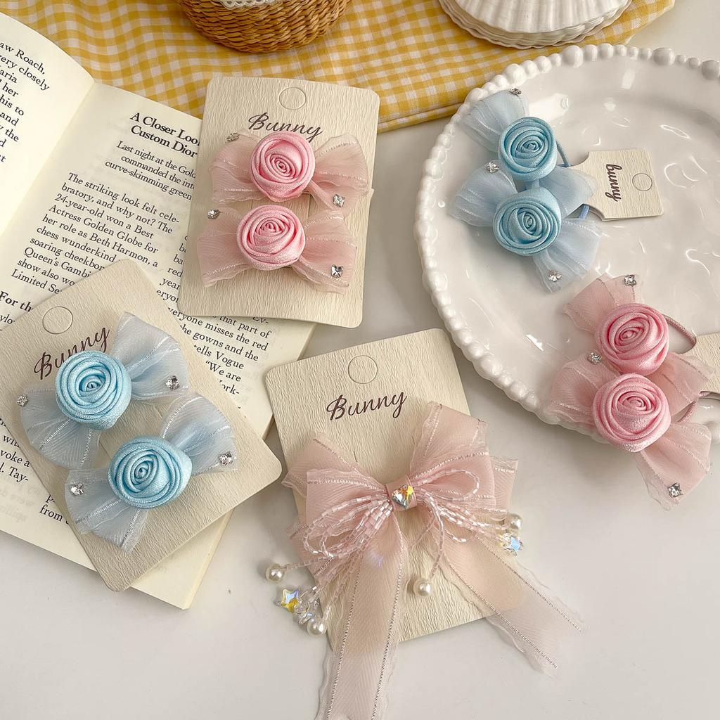 Spring New Style Mesh Bow Rose Hairpin Hairpin French High-end Girl Hairpin Wild Broken Hair Side Clip