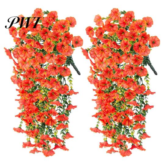Easy-care Artificial Flowers 2 Pcs Hanging Petunia UV Resistant Faux Year-round Decorations Reusable Simulated Petunias for Outdoors Festive