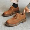 Luxury Men's British Brogues Style Streetwear Vintage Thick Platform Increase Casual Leather Shoes Soft Male Dress Shoes