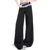 Plaid Patchwork Lace Double Waistband Wide-Leg Pants for Women - New 2025 Spring/Autumn Casual Long Pants