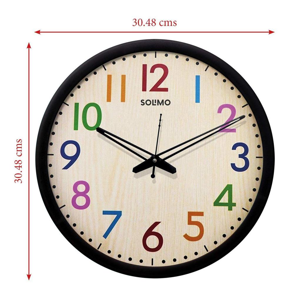 Contemporary Plastic & Glass Wall Clock - Designer (Silent Movement, Black Frame)