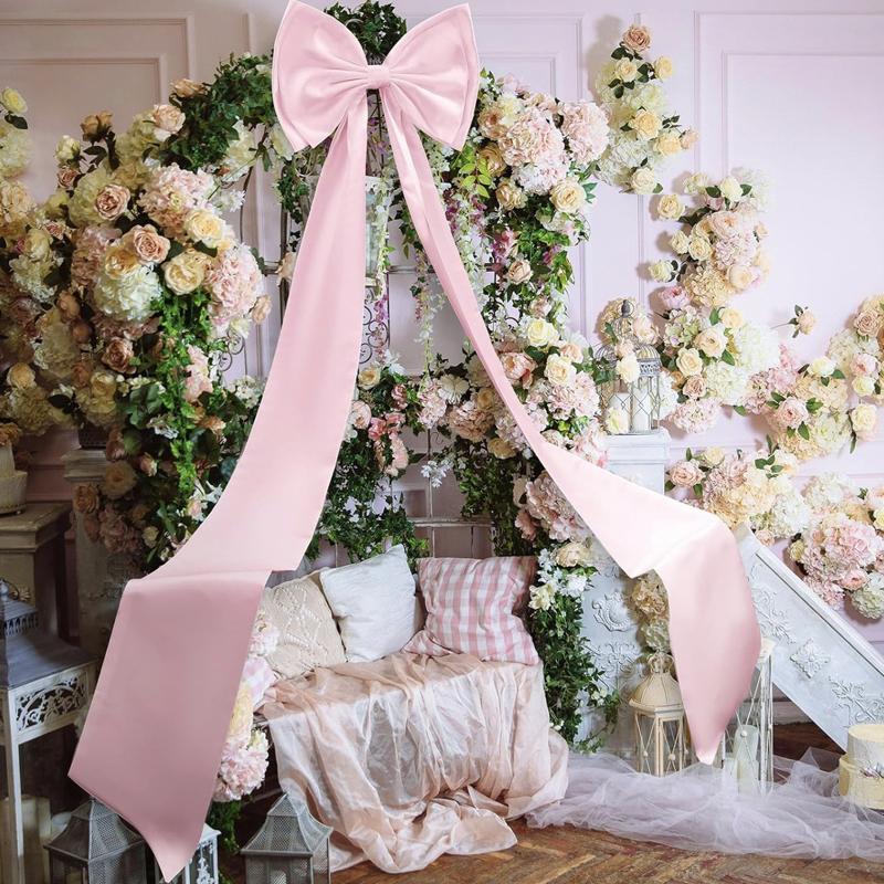 Giant 190cm Satin Ribbon Bow Decorations Extra Large Pink Red Bow for Christmas Wedding Big Bow for Room Wall Party Home Decor
