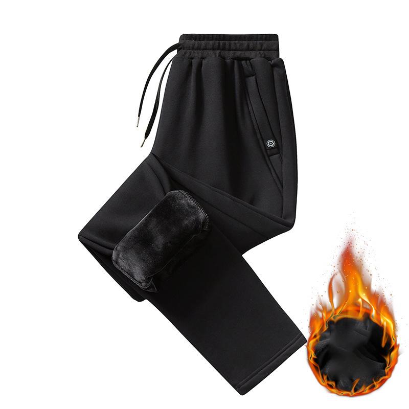 2025 Autumn/Winter Cotton Sports Pants Loose Middle Aged Men'S Pants With Velvet/Regular Large Size Elastic Waist Casual Pants