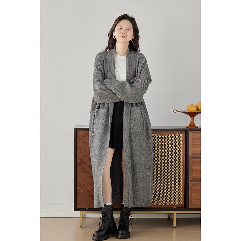 2026 Spring Women's V-Neck Long Knit Cardigan Sweater Coat