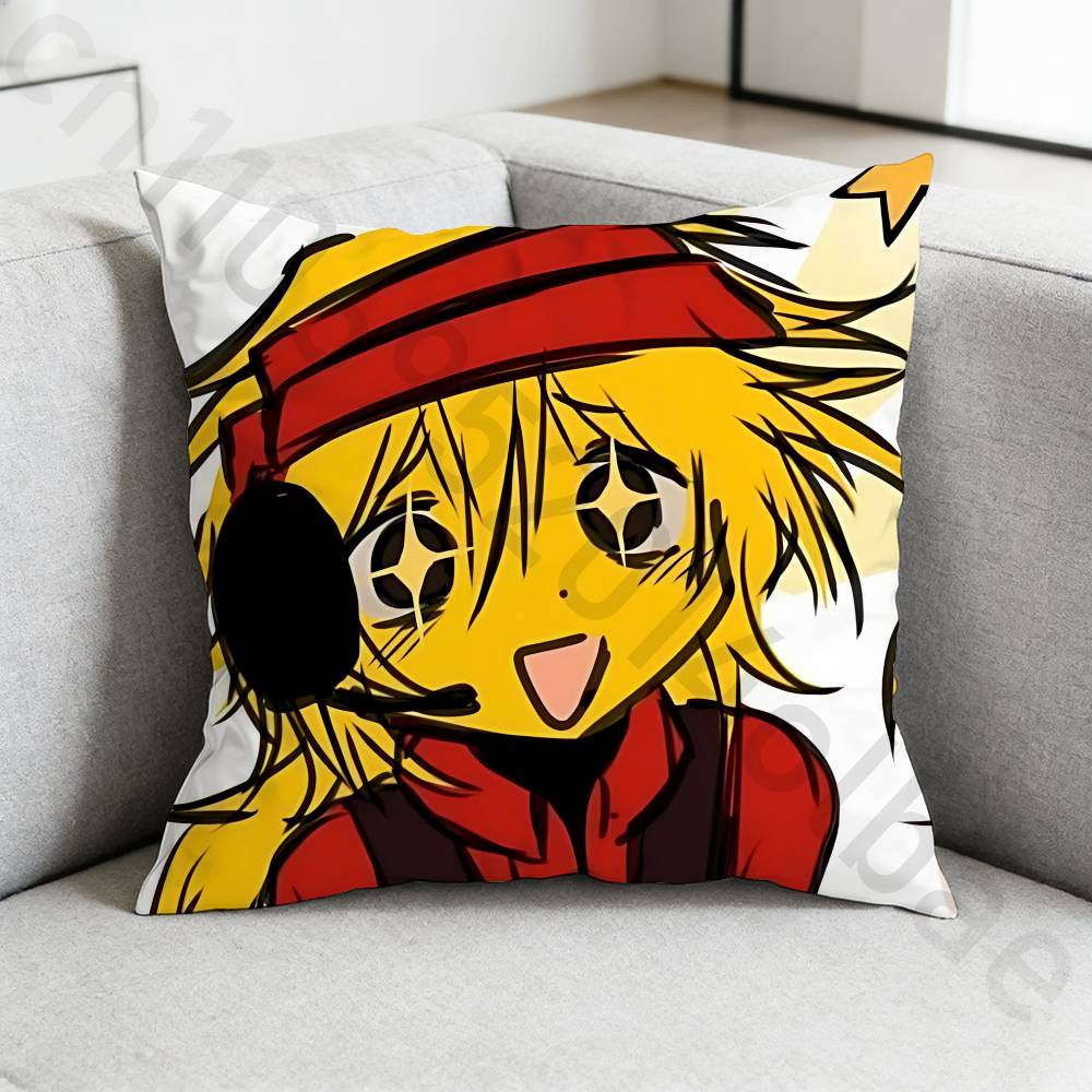 EElliot Anime PPizza Pillow Case Antidustmite Pillowcase Invisible Zipper Silky Short Plush Sofa Cushion Cover