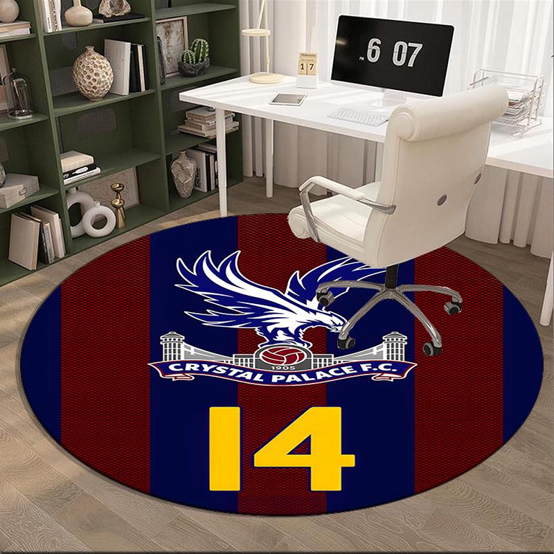 1PC round rug Crystal Fc Crest Printed Round Area Rug ,Rug For Home Office, Round Chair Rug, Decorative Carpet Fan gifts Christmas gift