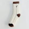 Female Autumn and Winter Thickened Warm Velvet Stripe Home Sleep Tube Socks