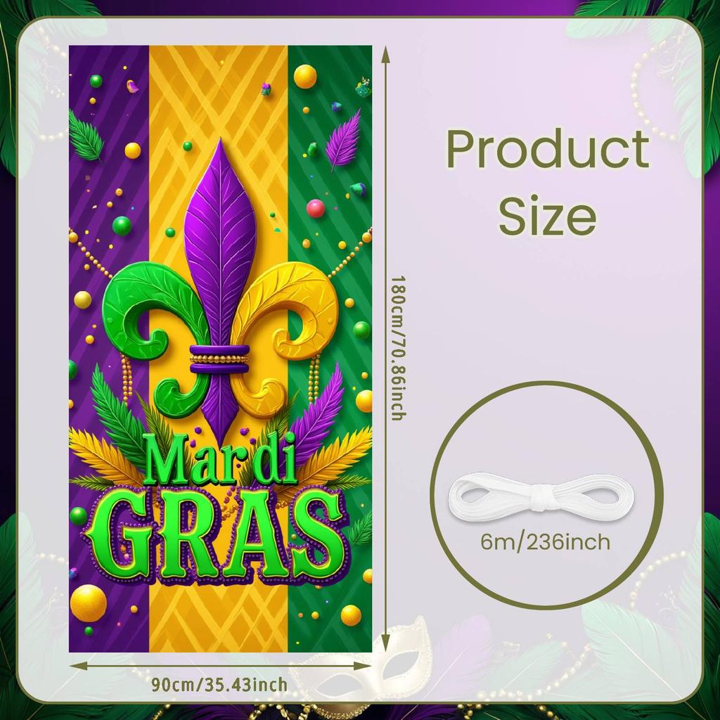 Bead Ornament Display Beaded Garland Mardi Gras Banner Feather Decoration Banner Colorful Mask Festive Backdrop For Holiday