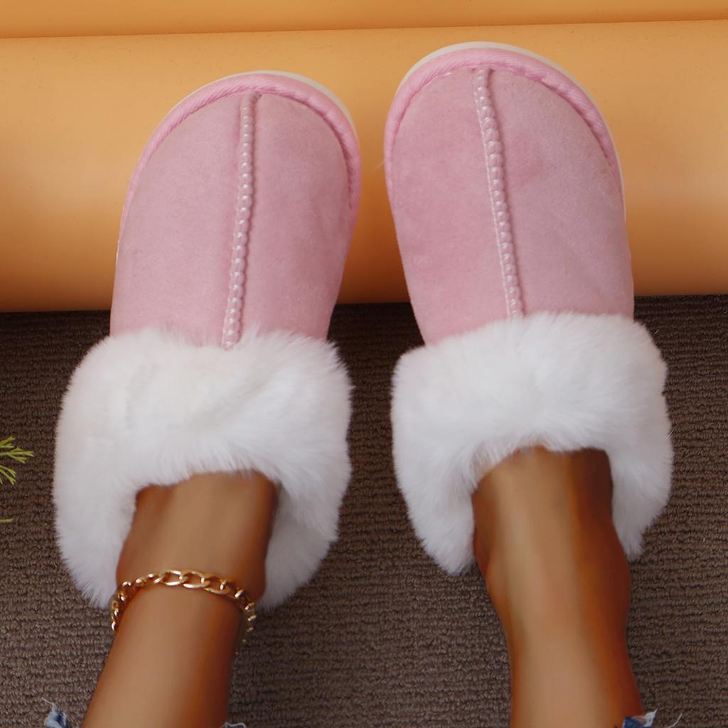 Fashion 2025 New Women Slippers Lightweight Casual Indoor Slides Female Thicken Plush Home Shoes Woman Closed Toe Warm Cotton Slippers