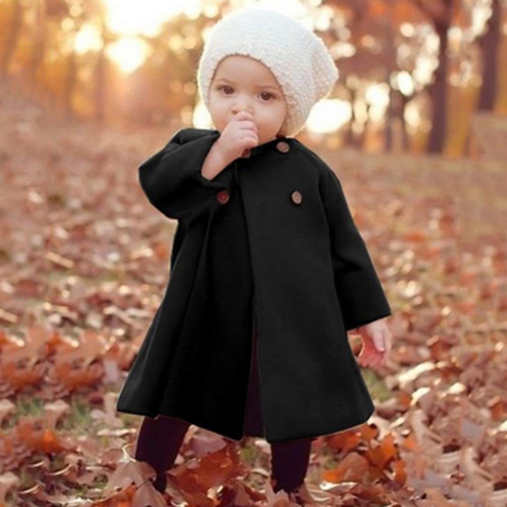 Winter Girls Kids Baby Outwear Cloak Button Jacket Warm Coat Clothes
