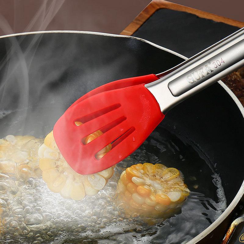 Silicone Hollow Head BBQ Tongs Bread Steak Clips Nonstick Meat Salad Clamp for Home Cooking Utensils Kitchen Accessories