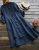 2025 Spring Summer Women’s Long Shirt Cotton Linen Solid Color Buttoned