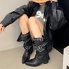 Black pointed hottie sweet cool Martin boots women's 2025 spring and autumn new thick heel heightened retro thin trouser tube boots