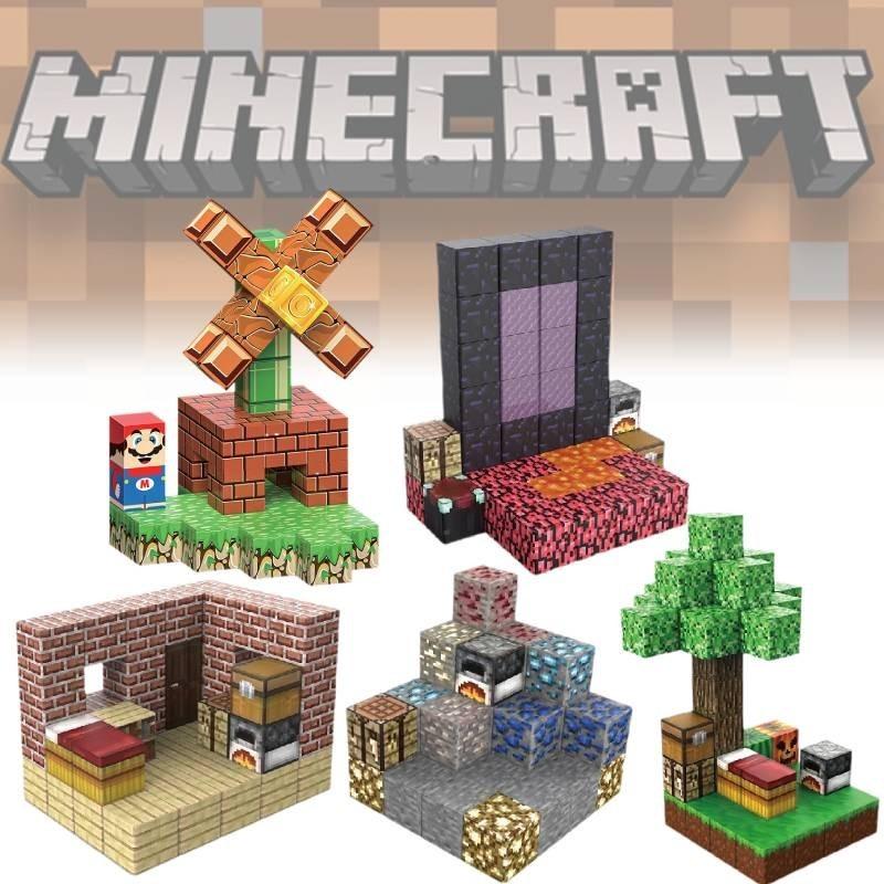 Vibrant Magnetic Building Blocks Set Minecraft Theme Diy Construction Toys