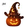 Handmade Three Dimensional Figures Halloween Pumpkin Night Light, Resin LED Dragon Tabletop Lamp, Witch Dark Fairy Tale Table Lamps Hat Black Cat Crow