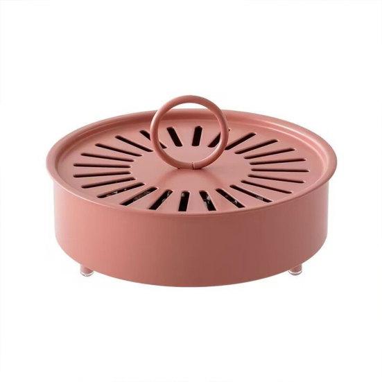 Mosquito Coil Holder with Cover Fireproof Round Incense Coil Burner Portable Mosquito Repellent