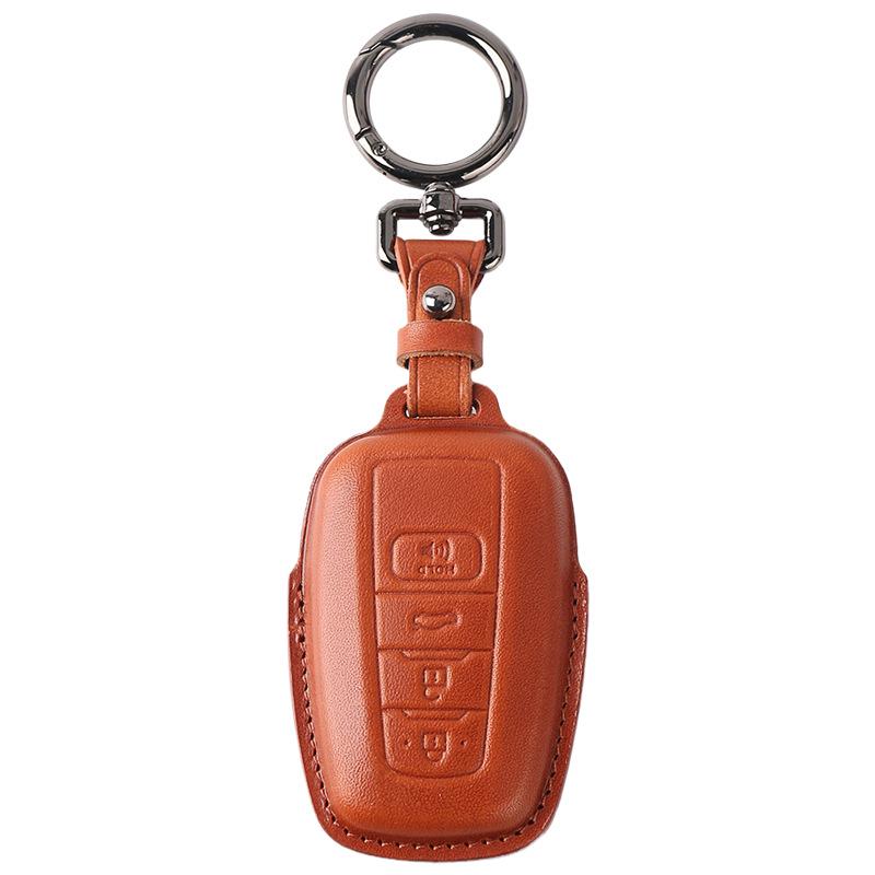 Genuine Leather Retro Key Case for 2021 Toyota Avalon Hybrid