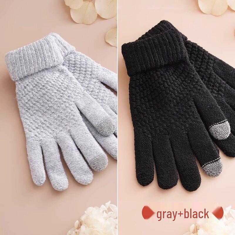 Plush Touchscreen Gloves: Warm, Thick Wool-Knit for Men & Women, Ideal for Autumn/Winter Cycling