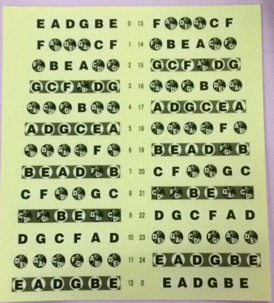 

Electric Guitar Fretboard Note Stickers for Beginners - Self-Study Guitar Accessories чорний/білий