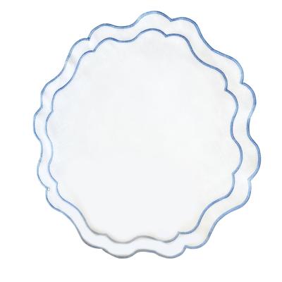 Embroidered Cloth Placemat Round Flower Scalloped Edges Washable Table Mat For Wedding Baby Showers Banquet Party Decors