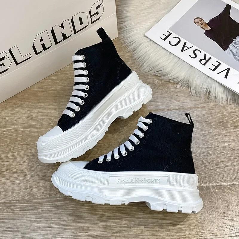 Fashion Fashion Couple's Canvas Shoes High Top Casual Shoes 5cm Height Increasing Sports Shoes for Women Platform Vulcanized Shoe Unisex