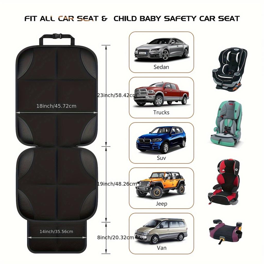 Thicken 600D Fabric Car Seat Protector | Non-Slip Backing, Mesh Pockets, Car Seat Cushion Mat