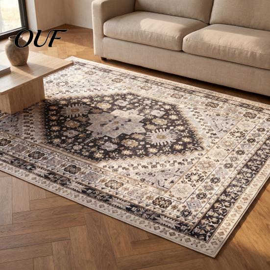 Vintage Ethnic Pattern Floor Decor Area Rug, 6 x 4Ft Living Room Soft Washable Low Pile Non Slip Mats for Persian Style Indoor Carpet with Backing