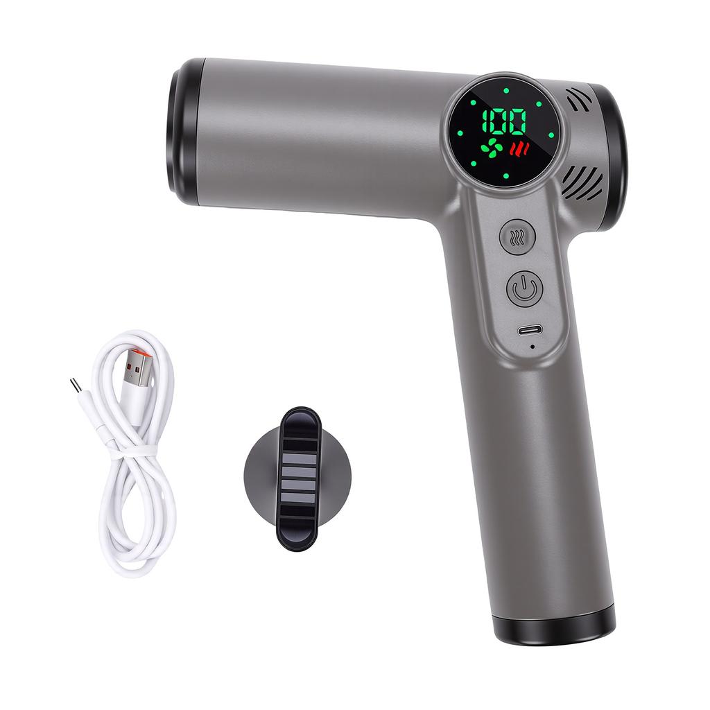 Gray Hair Dryer Strong Wind Force USB Cordless Blow Dryer For Travel Dormitory Home