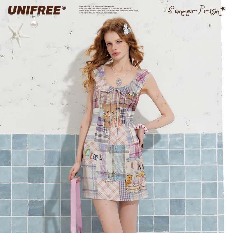 UNIFREE Women s Printed A-Line Dress L