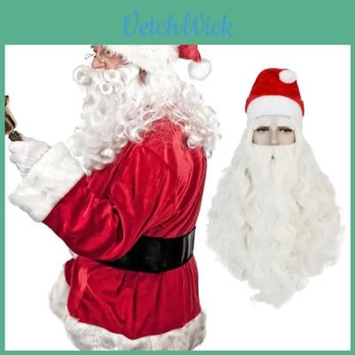 Christmas Santa Wig And Beard Set For Men With Long White Hair For Holiday Party Costumes